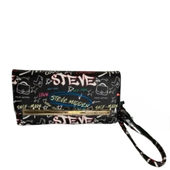 Steve Madden Handbags - Steve Madden Black Multicolor Graphic Wallet